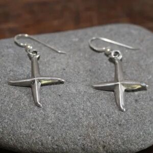 Vintage Sterling Silver Soaring Seagull Earrings on Sterling Silver Wires